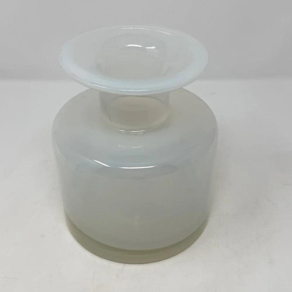 Frosted White Glass Apothecary Bud Vase Flared Rim 7in MCM Minimalist Decor